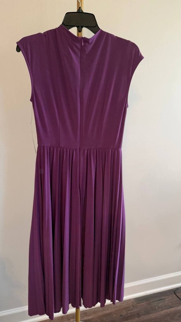 Maggy London Women’s Pleated Draped-Bodice Midi Dress Purple 2 $148 NWT