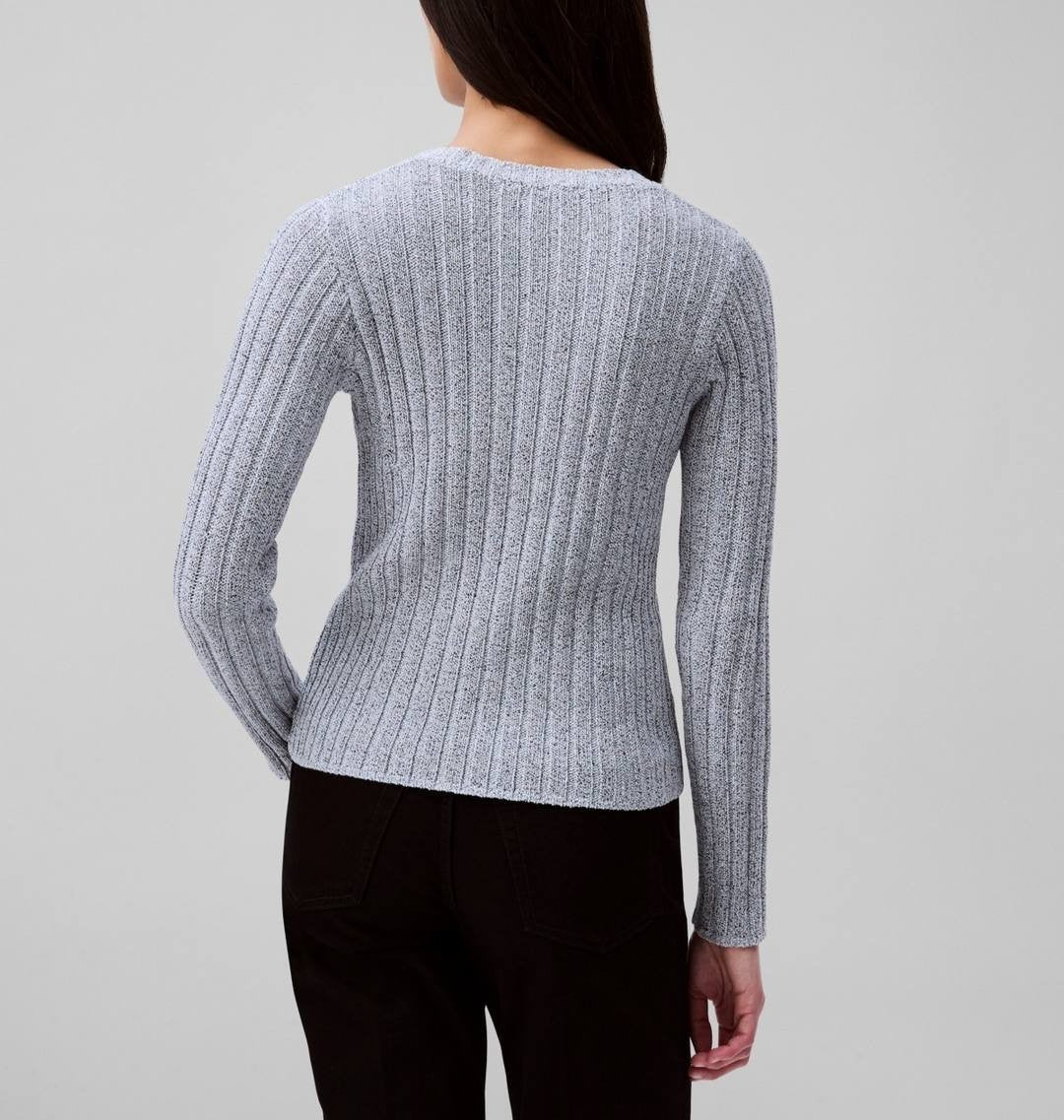Calvin Klein Ribbed Long‑Sleeve Crewneck Sweater Sky Captain L/G NWT $119