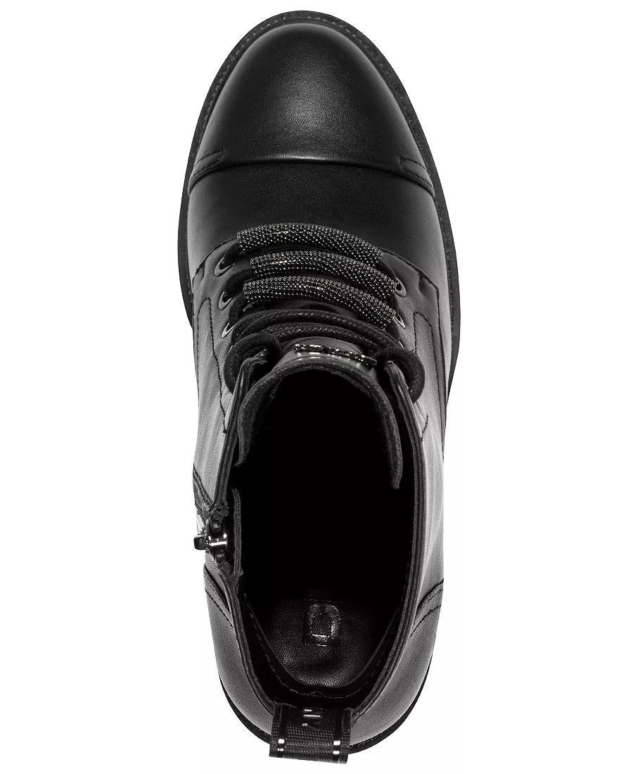 DKNY Platform Heel Boots 8.5 Black Textile Zippered Modern New In Box msrp$159