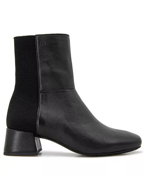 Gentle Souls Eileen Leather Block Heel Booties Black 9.5M NWB MSRP $199