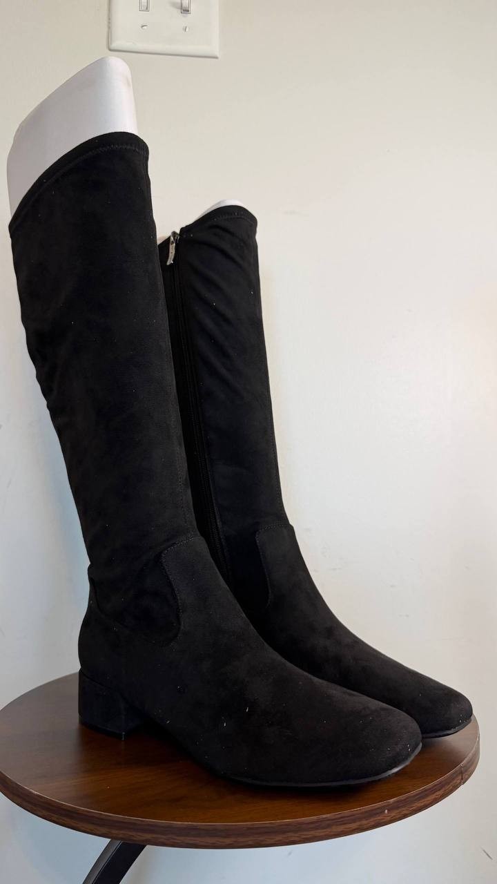 Easy Spirit Danilyn Women’s Tall Block Heel Boots Black 7M Textile $159 NWB