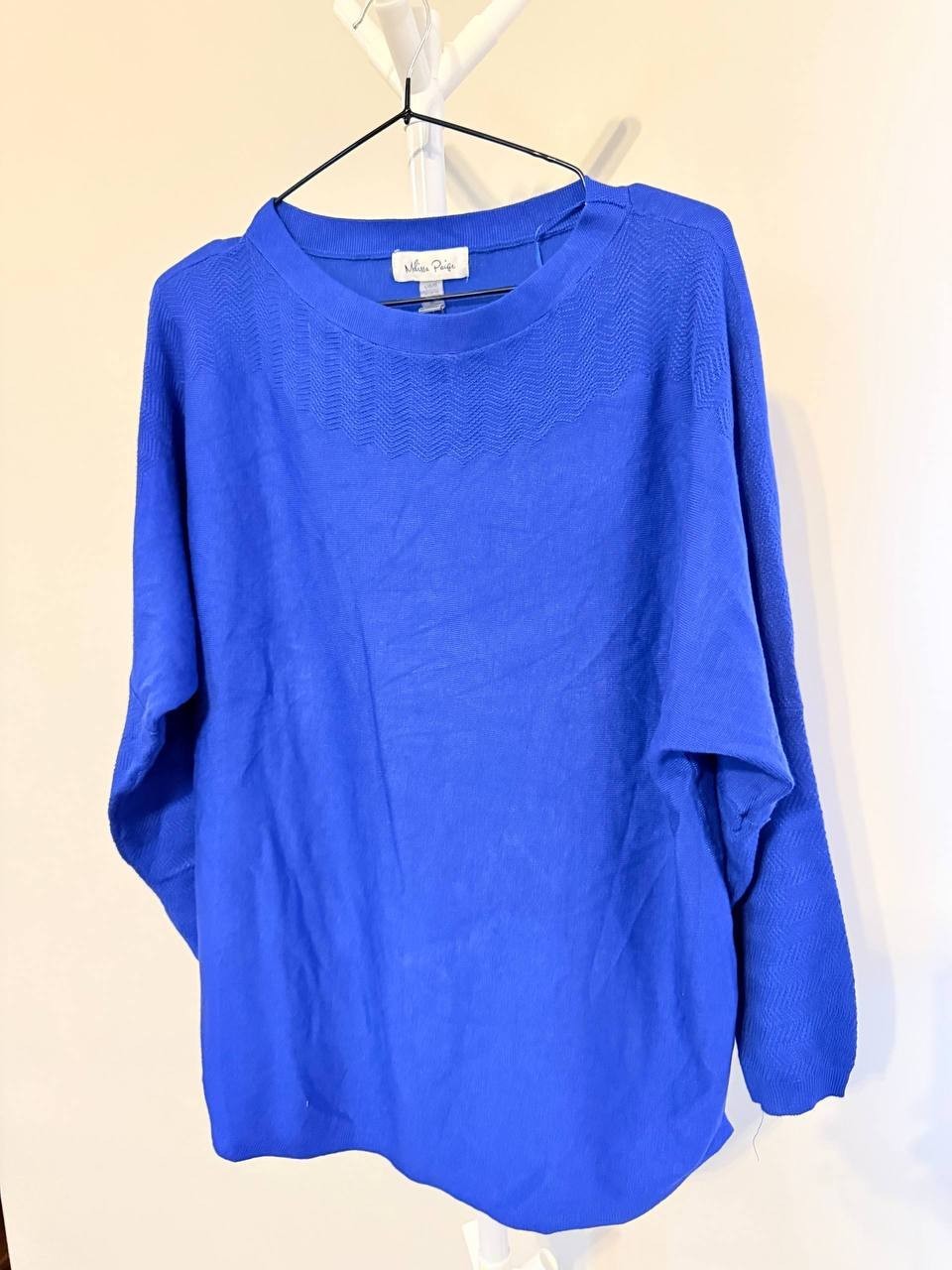 Melissa Paige Blue Pullover – Ribbed Accents – Size Large – NWT – $46.50