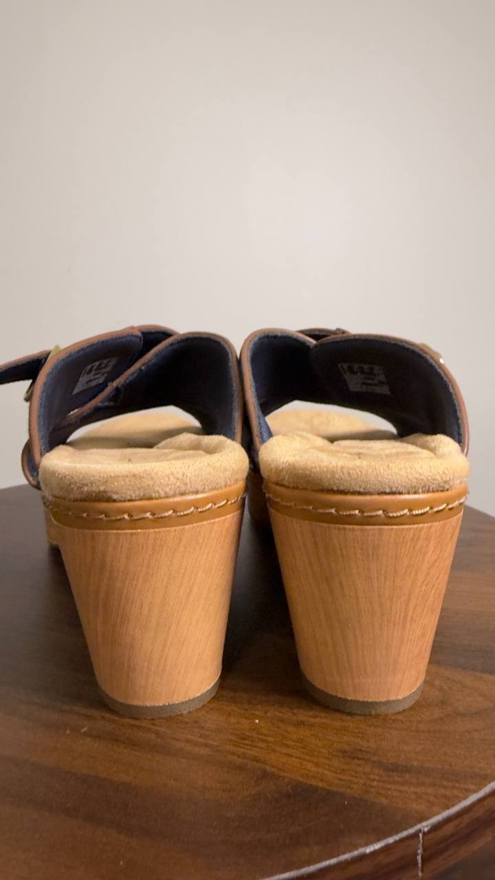 Clarks  Wedge  Sandals  Dark  Denim  9.5M  New  $105