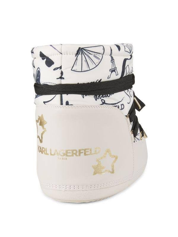 Karl Lagerfeld Snow Boots Size 11 White Multi Textile/Synthetic MSRP $189 NIB