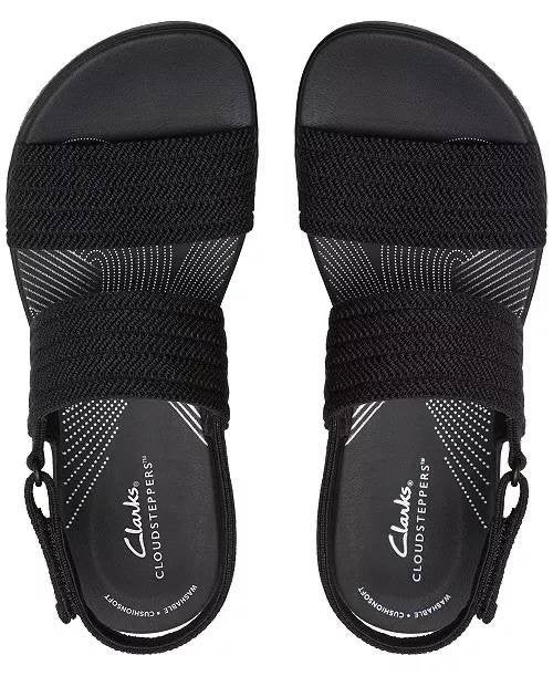 Clarks   Slingback  Sandals  Black  Fabric  8.5M  New  With  Box  $75