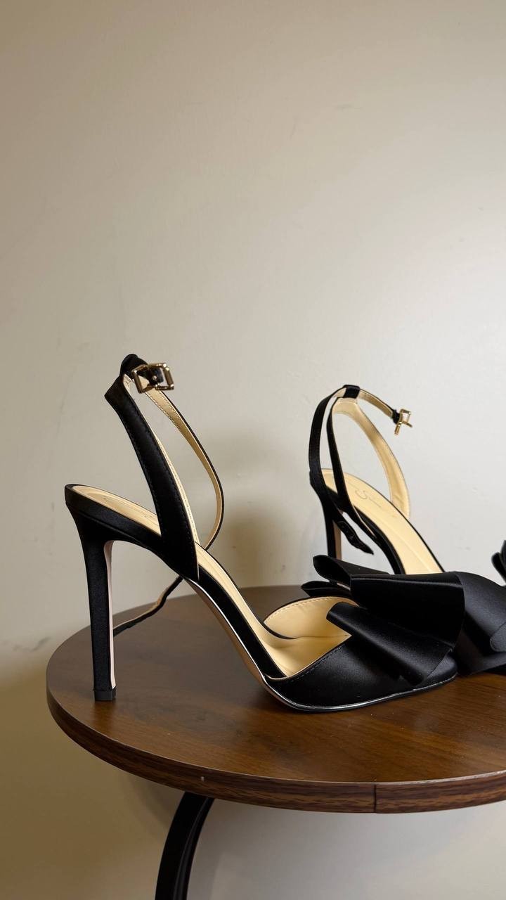 Jessica Simpson Black Satin Heeled Sandals Size 7.5M New in Box $99