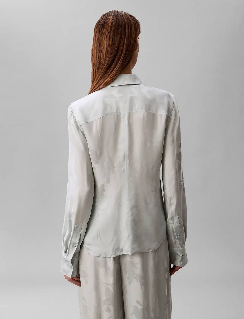 Calvin Klein Women’s Viscose Jacquard Slim Shirt Pale Meadow Floral XL NWT  $149