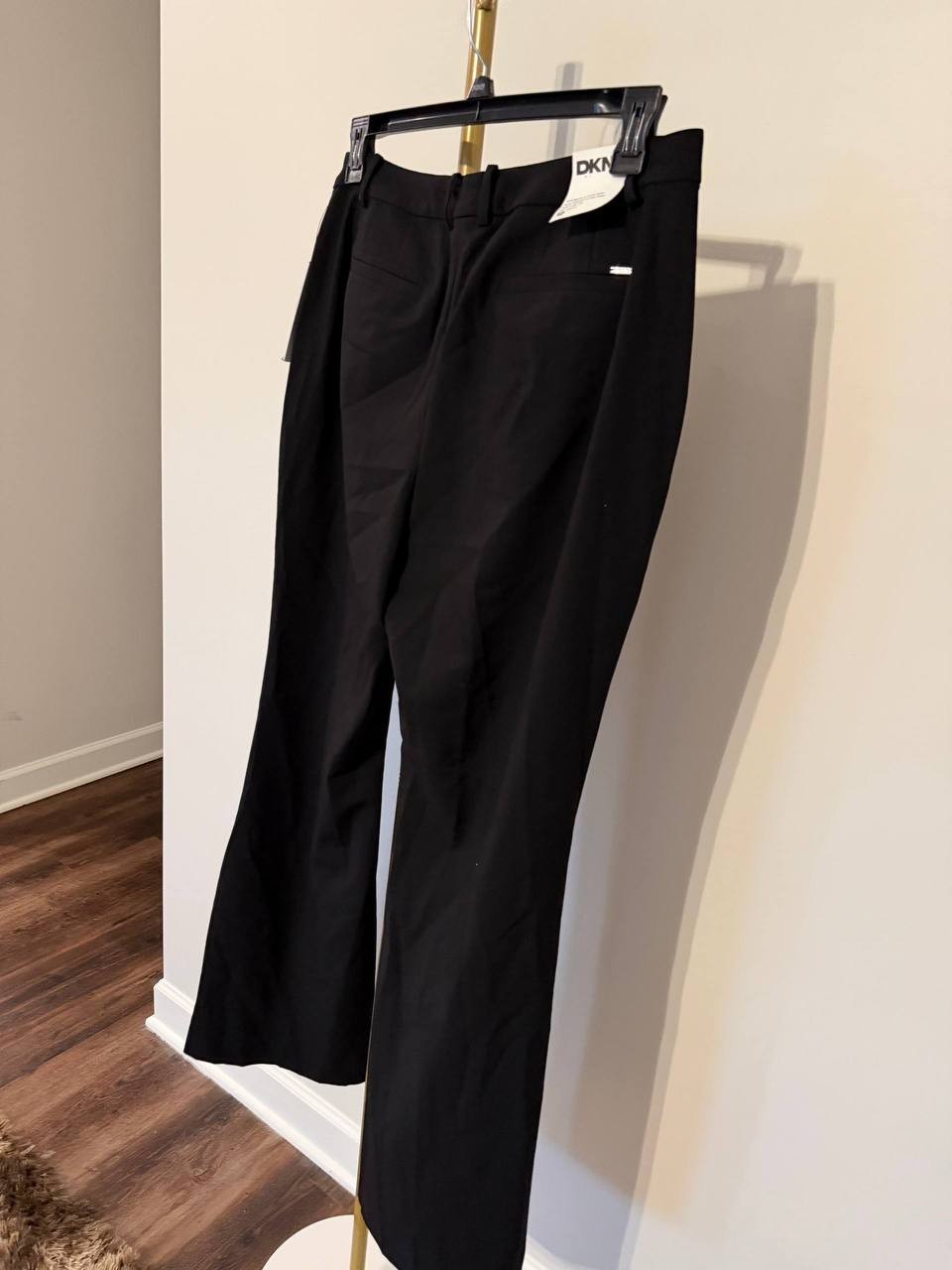 DKNY Pintuck Mid‑Rise Flare‑Leg Pants Black Size12 NWT msrp$99