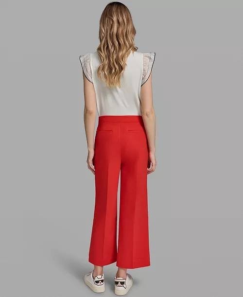 Karl Lagerfeld Mid‑Rise Straight Bow Pocket Pants Red 6 NWT $109