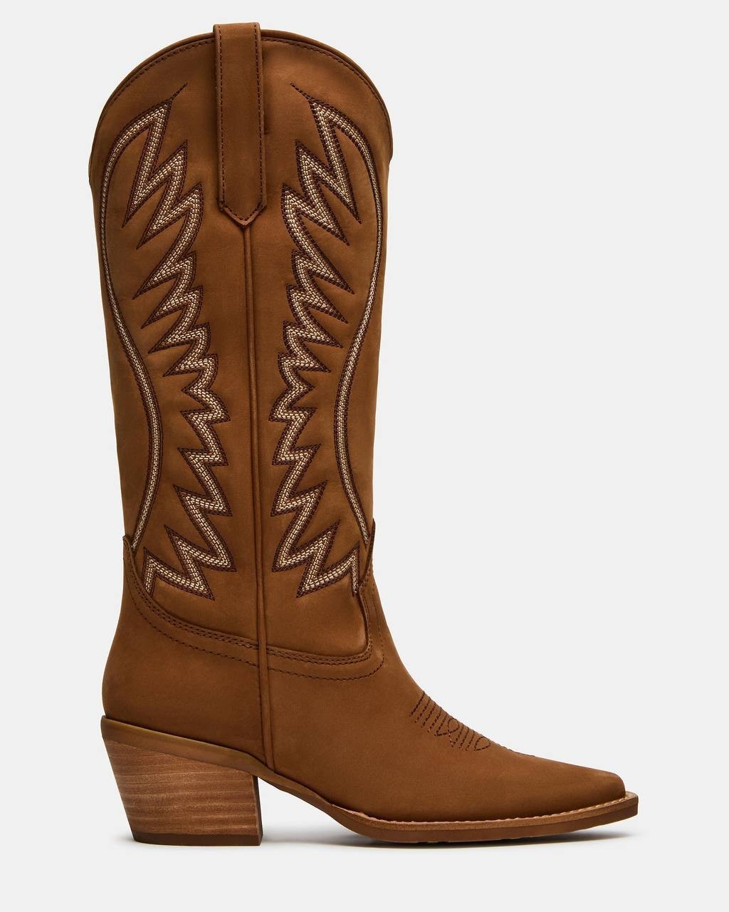 Steve  Madden  Albany  Stitch  Western  Boots  Cognac  Suede  9.5  New  $179