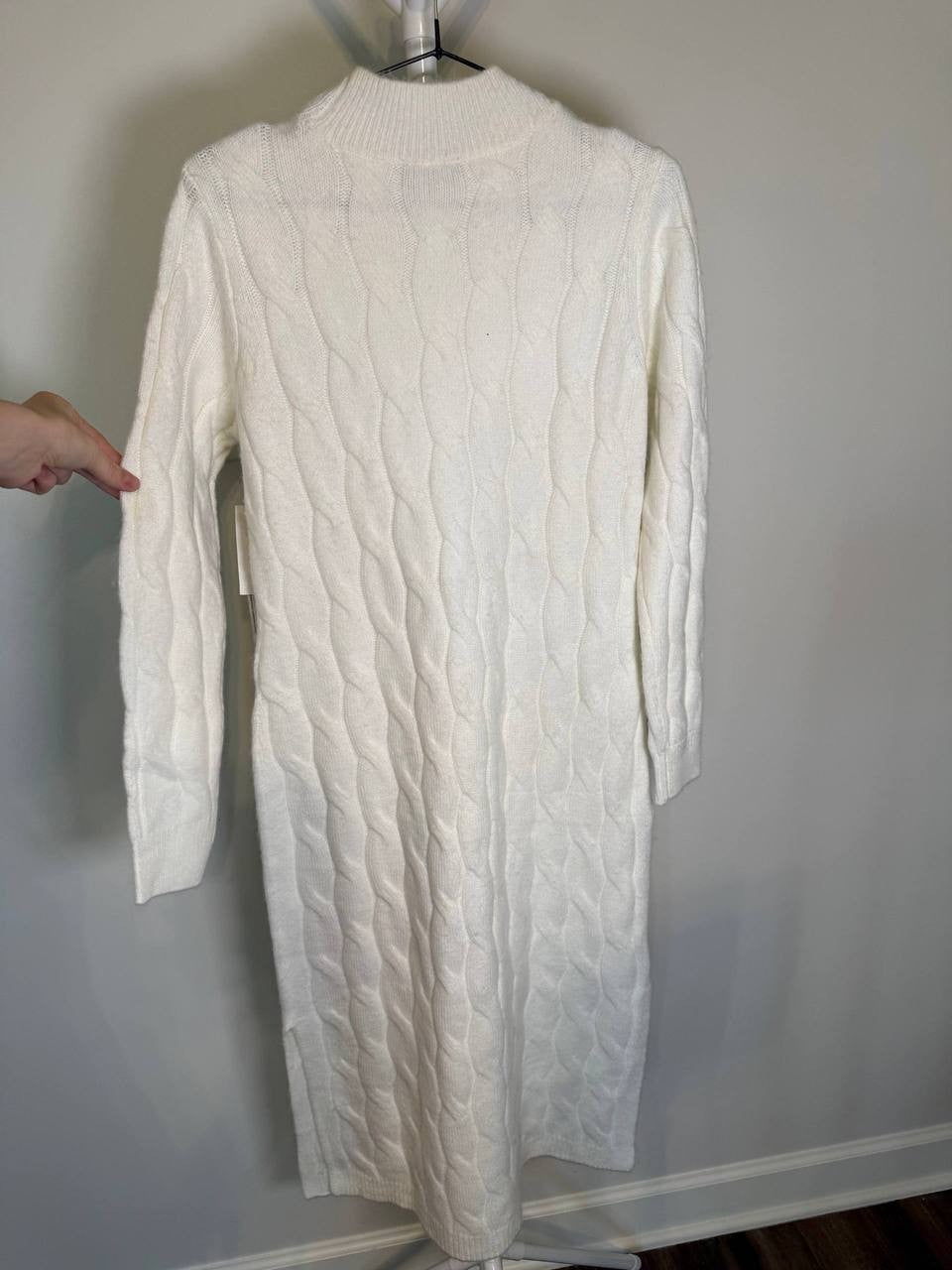 1.STATE Cable Knit Sweater Dress –White– Size S – NWT