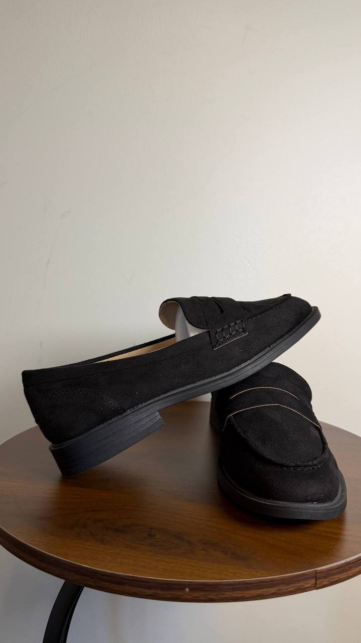 Journee Brooks Loafers 8W Black Penny Block Heel Slip‑On Comfort NIB msrp$93