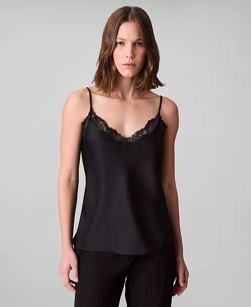 Calvin Klein Lace‑Trim V‑Neck Camisole Black XL NWT $89