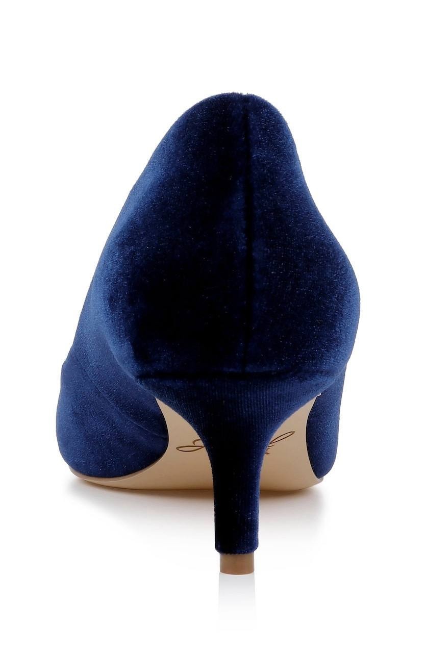 Jewel Badgley Mischka Enola Velvet Kitten Heel Pumps Navy Women’s 8 NWB $99