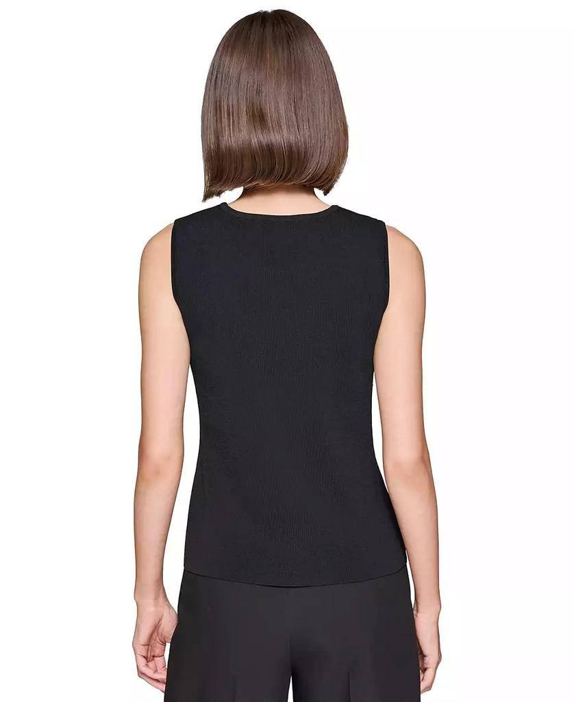 Karl Lagerfeld Paris Faux‑Pearl Sleeveless Sweater Top Black XL $79 NWT