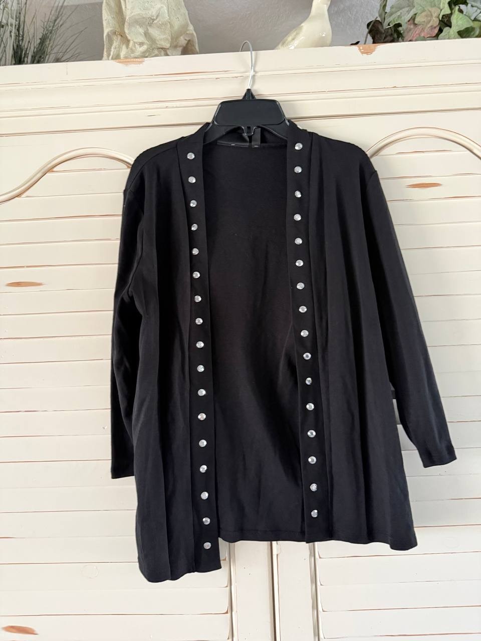 Rafaella Petite Cardigan Crew Neck Sweater Black PM NWT MSRP$59