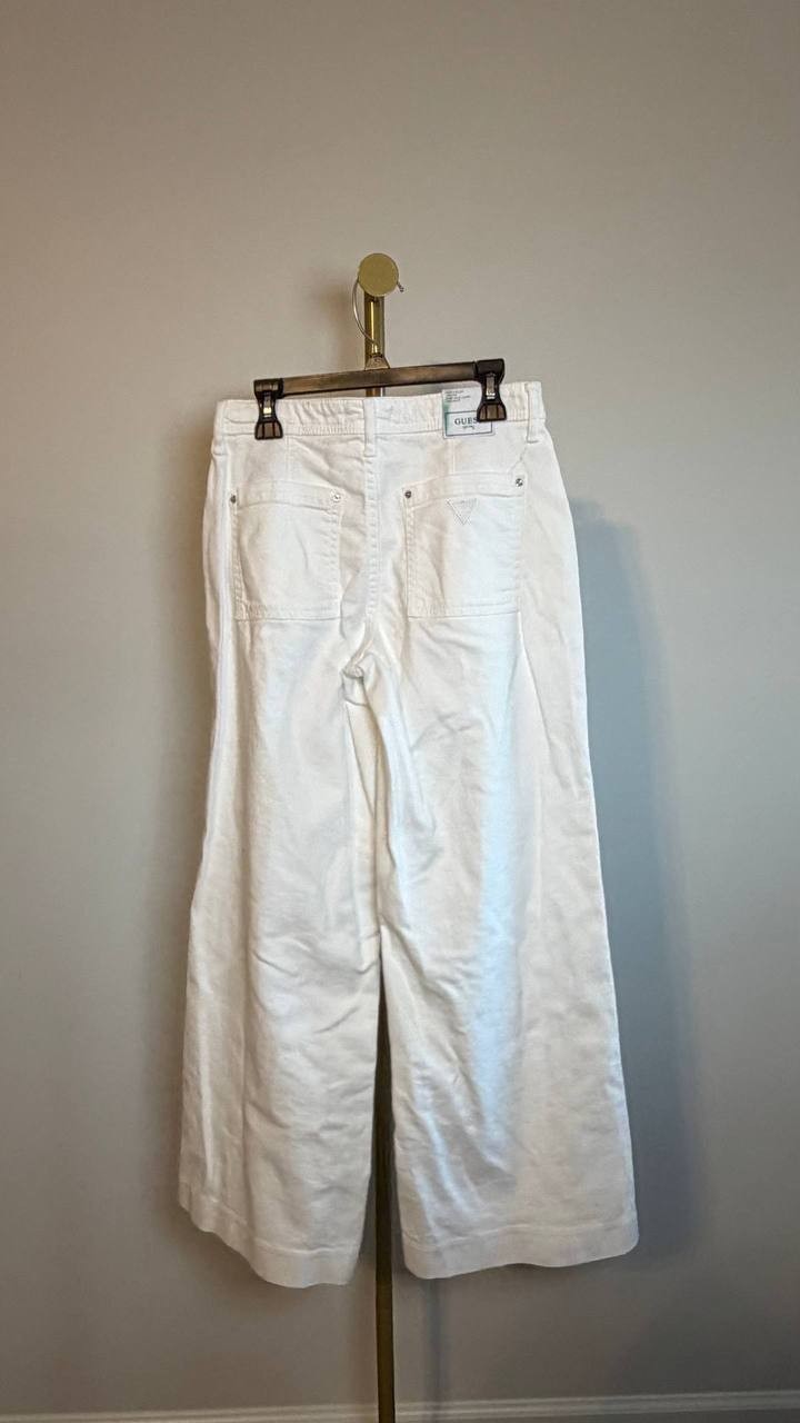 Guess Eco Zoya Cropped Wide Jeans White 25x27 NWT $128