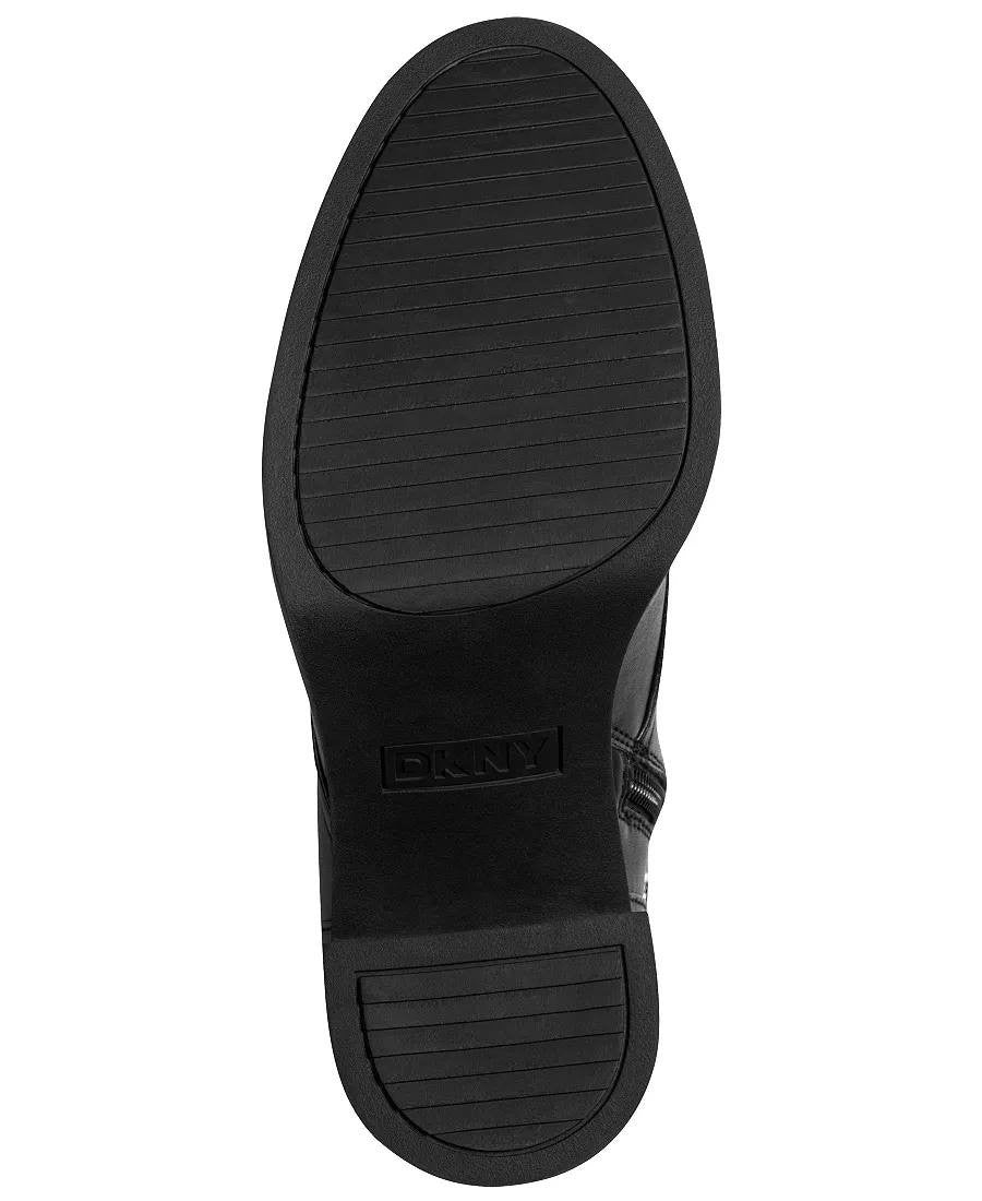DKNY Platform Heel Boots 8.5 Black Textile Zippered Modern New In Box msrp$159