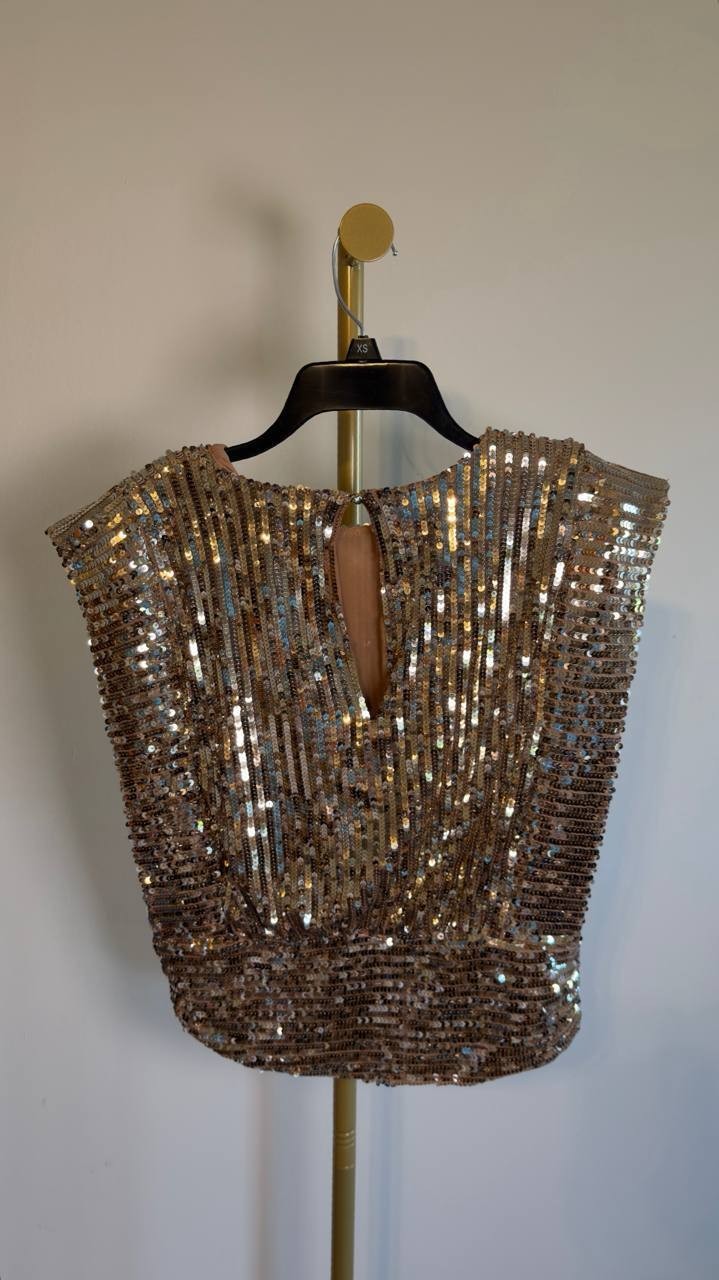 BOSS Illana Sequin Crop Top Orange Size 6 NWT $149