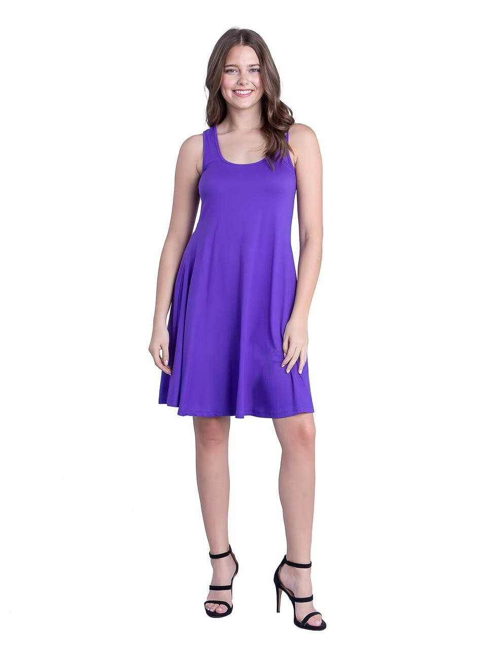 24Seven Women’s Sleeveless Fit & Flare Skater Dress Purple M NWT