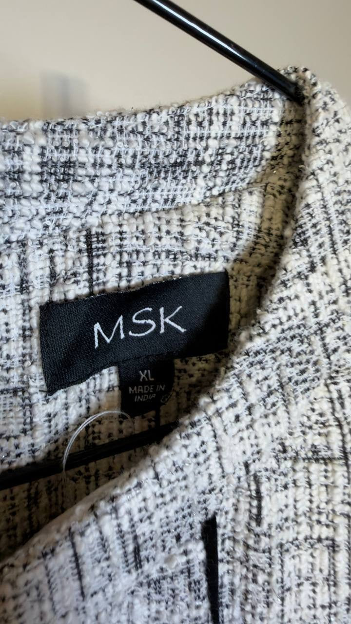 MSK Women’s Short‑Sleeve Crewneck Knit Dress Bright White XL NWT $109