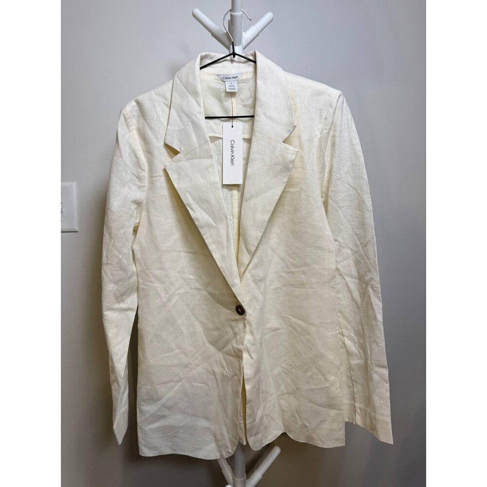 Calvin Klein Linen‑Blend One‑Button Blazer – Size 8 – NWT – $139
