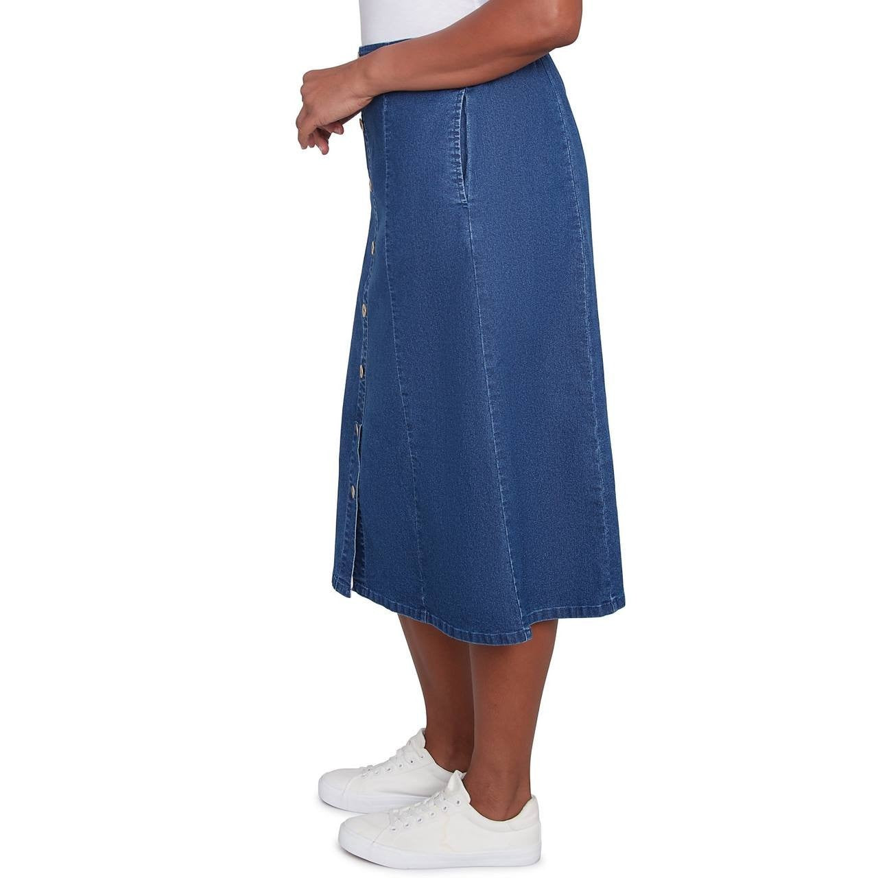 Alfred Dunner Paneled Full Length Denim Skirt Medium Denim 18 $59.50 NWT