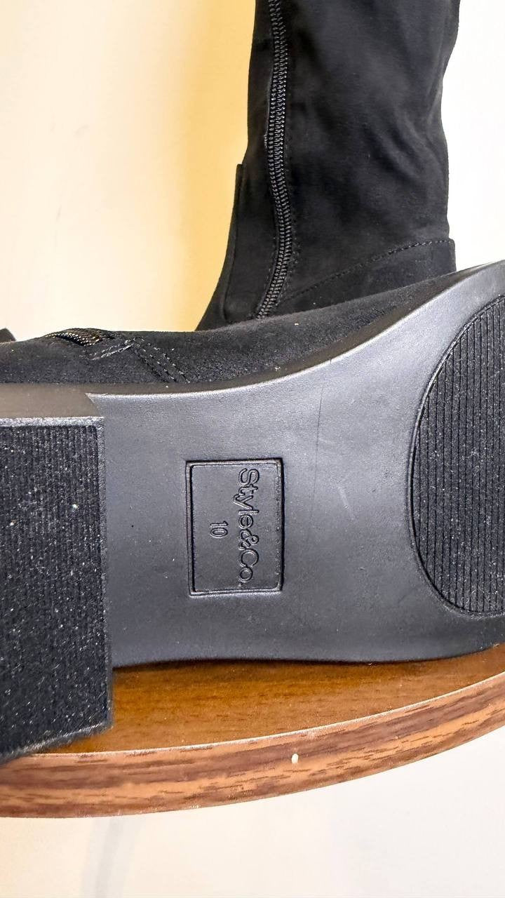 Style&Co Women’s Tall Boots 10M Black Microfiber Fabric – New in Box MSRP $79.90