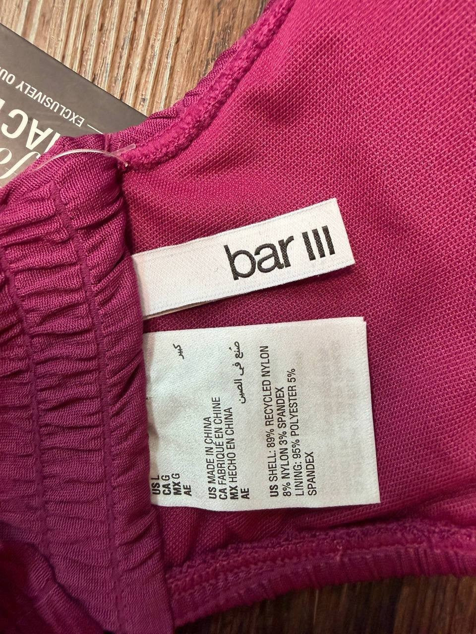 Bar III Pucker Up V-Wire Bralette Bikini Top Burgundy L NWT $34