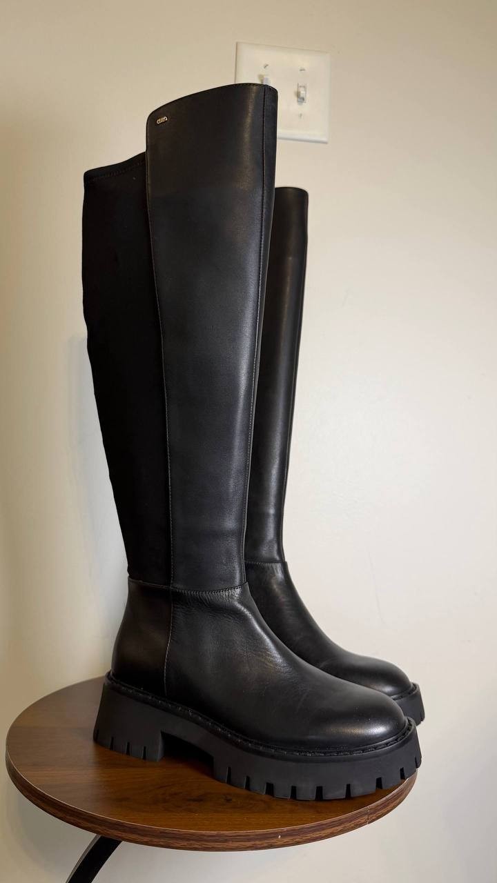 Michael Michael Kors Black Leather Tall Boots 6.5M New Box MSRP 358