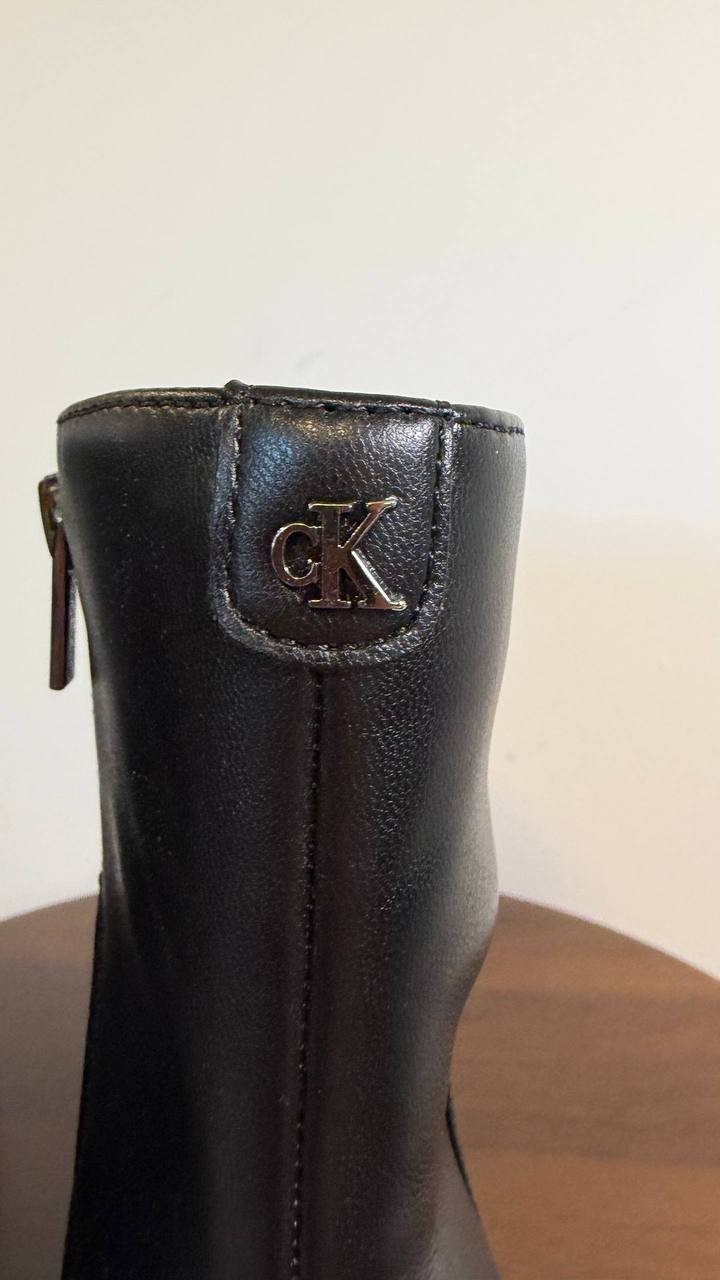 Calvin Klein Parry Booties 6M Black Man‑Made Square Toe Block Heel NIB msrp$129