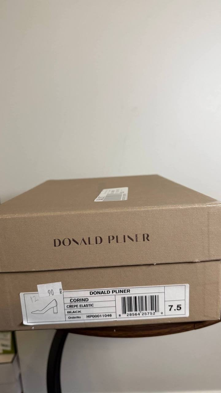 Donald Pliner Black Textile Block Heel Pumps 7.5M NIB MSRP $198