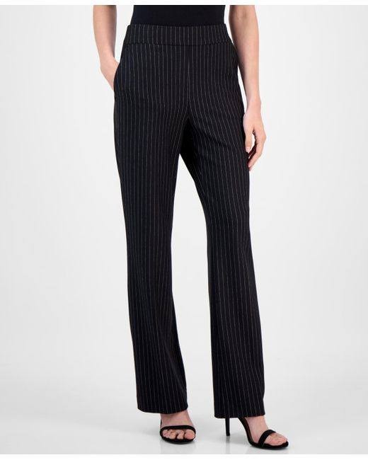 Anne Klein Pull‑On Straight‑Leg Pants Black/White Dove L NWT Classic MSRP$99