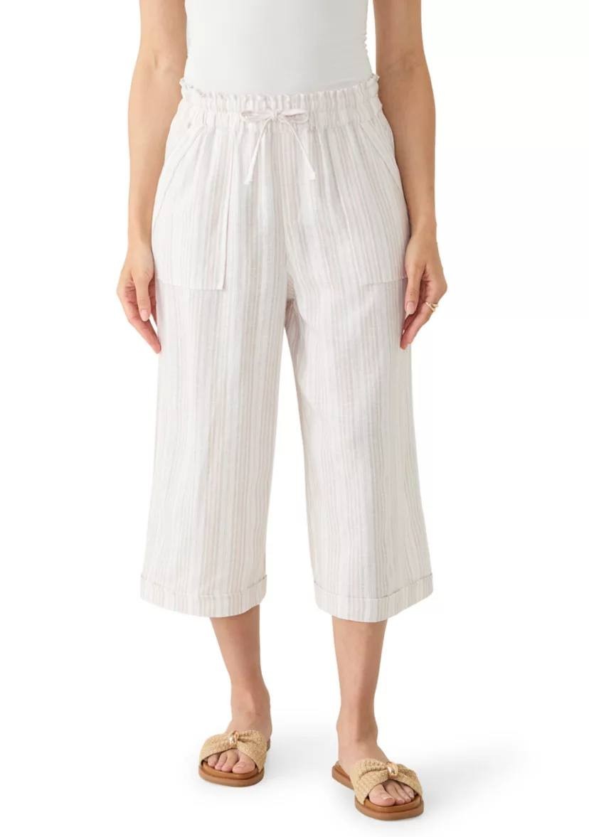 Gloria Vanderbilt Rainy Cropped Linen Pants Stonewood XXL NWOT $56