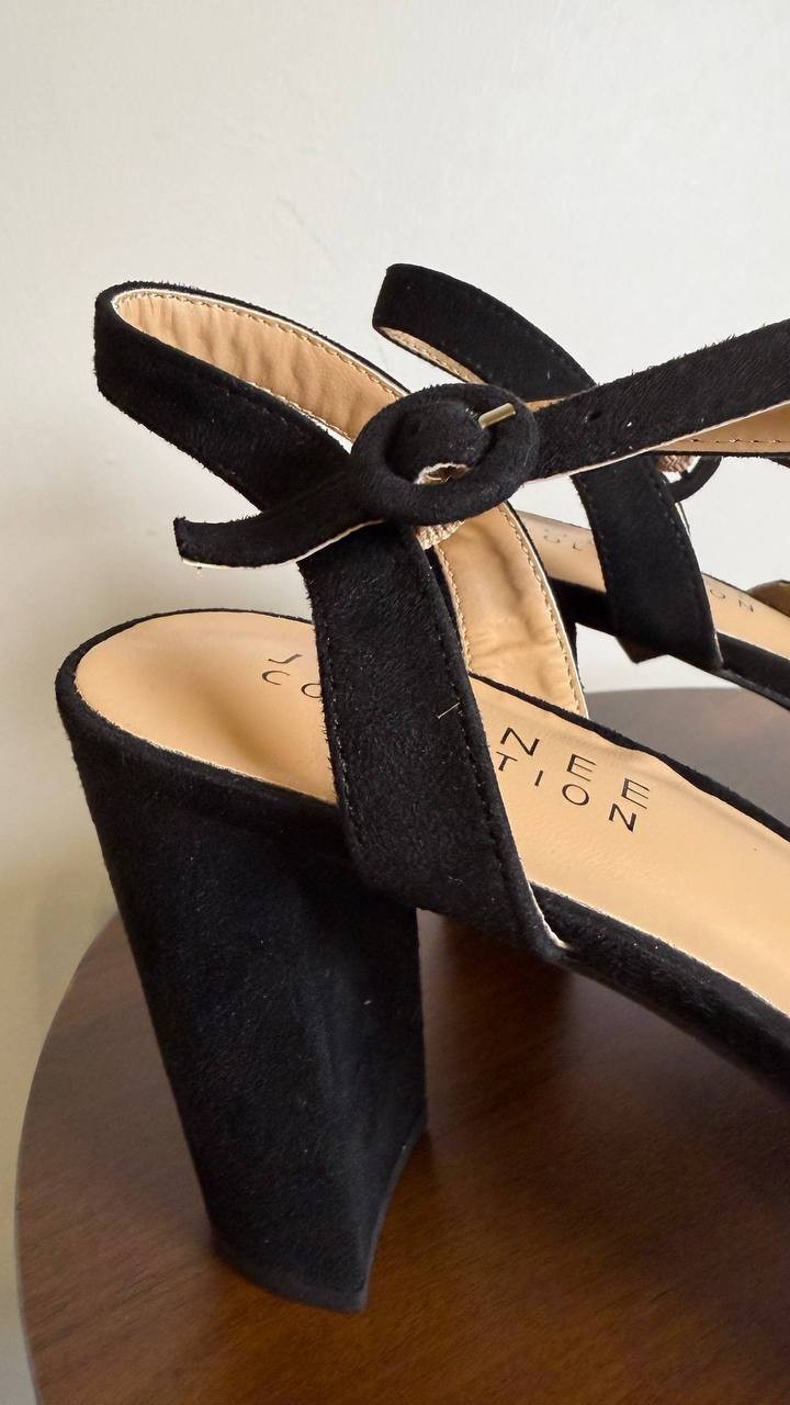 Journee Roslynn Pumps 10 Black Faux Suede Almond Toe Block Heel NIB msrp$94.99