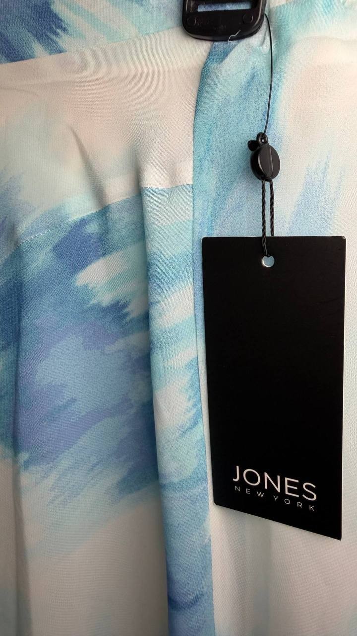 Jones New York Pull‑On Bias‑Cut Ruffle Trim Skirt White Multi L NWT $89.50