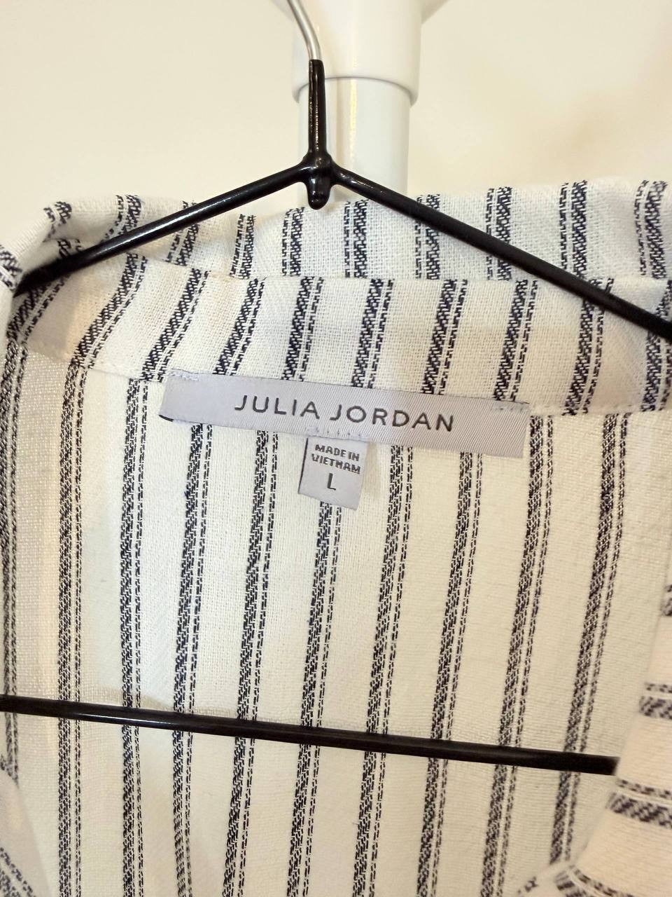 Julia Jordan Striped Cap‑Sleeve Button‑Front Dress – Size L – NWT – $129