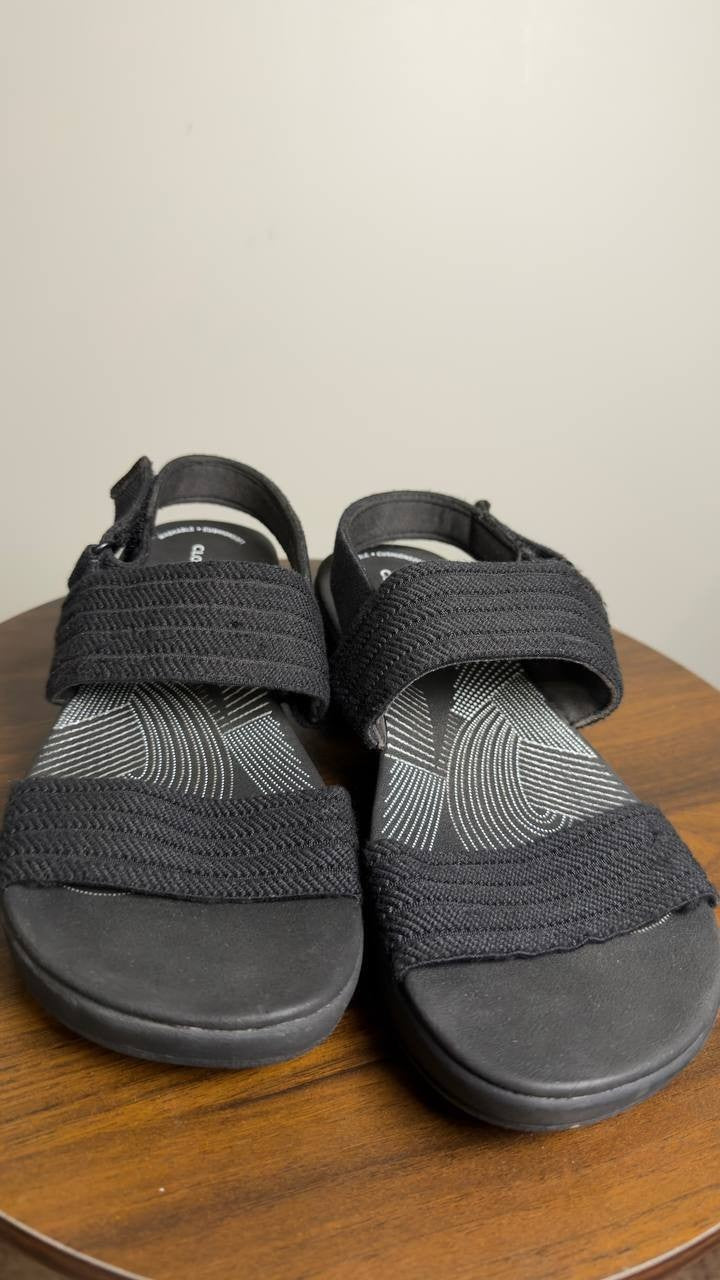 Clarks  Sandals  Black  Fabric  8M  New  $75