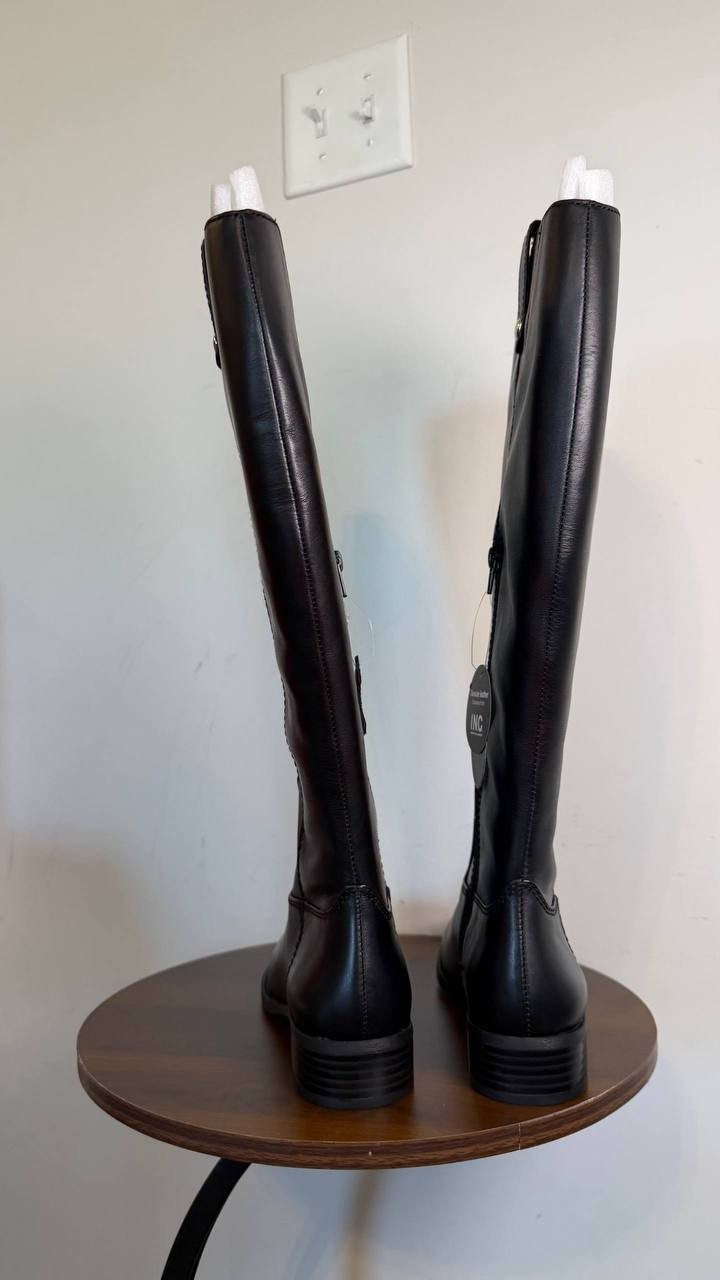 INC Fawne Women’s Leather Knee High Boots Black 8M WC Leather $189.90 NWB