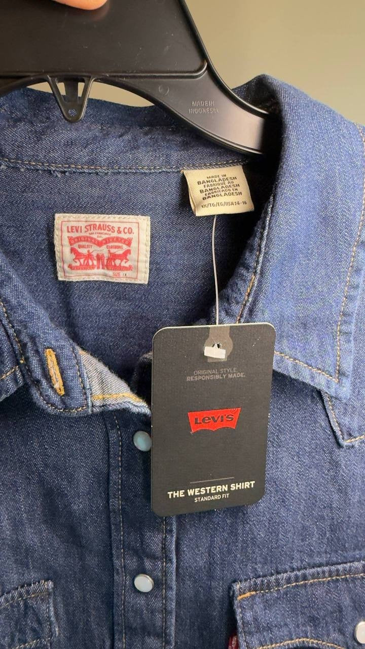 Levi’s Classic Western Standard Fit Shirt Dark Wash 1X NWT $69.50