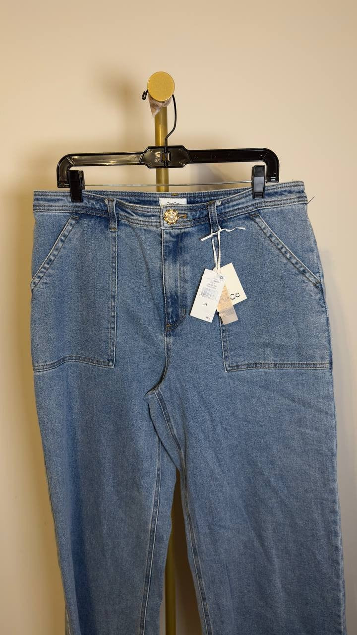 CeCe Women’s Wide Leg Jeans Indigo Wash 14 NWT $119
