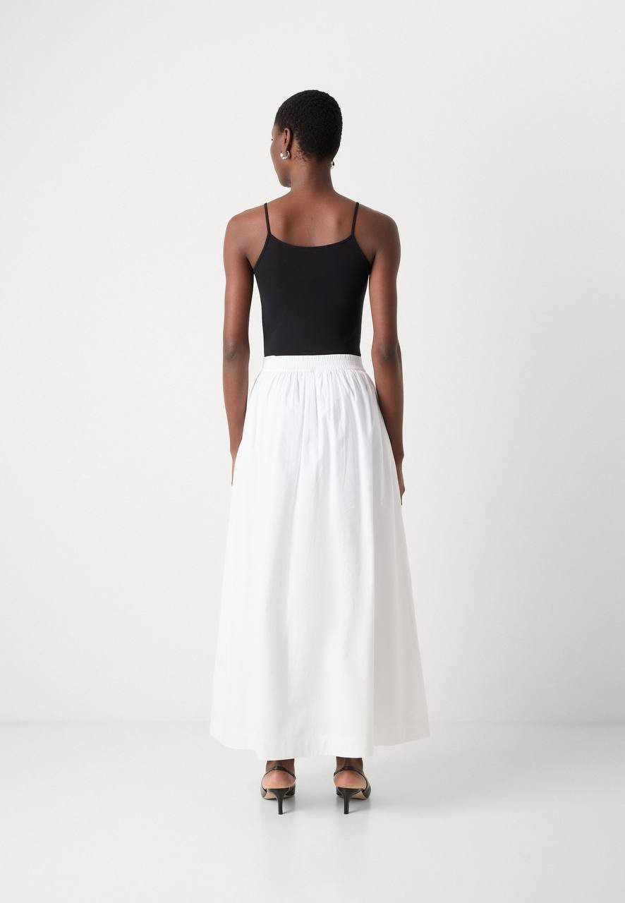 BOSS Vlondie White Maxi Skirt Size L NWT Elastic Waist Side Pockets