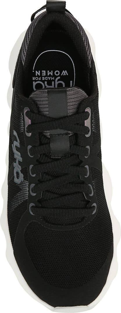 Ryka PodFlow Walking Sneakers 11M Black Mesh Lace‑Up Arch Support NIB msrp$89.99