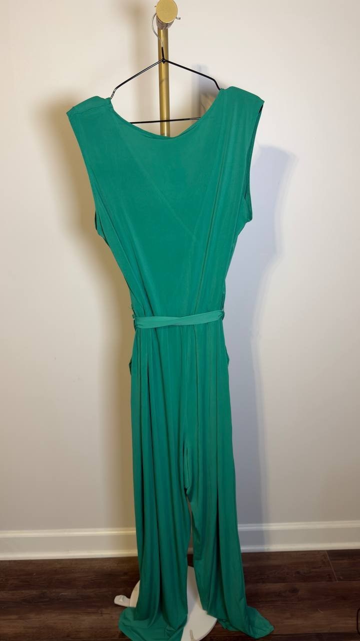 NY Collection Plus Sleeveless Surplice Belted Jumpsuit Green 3X NWT $70