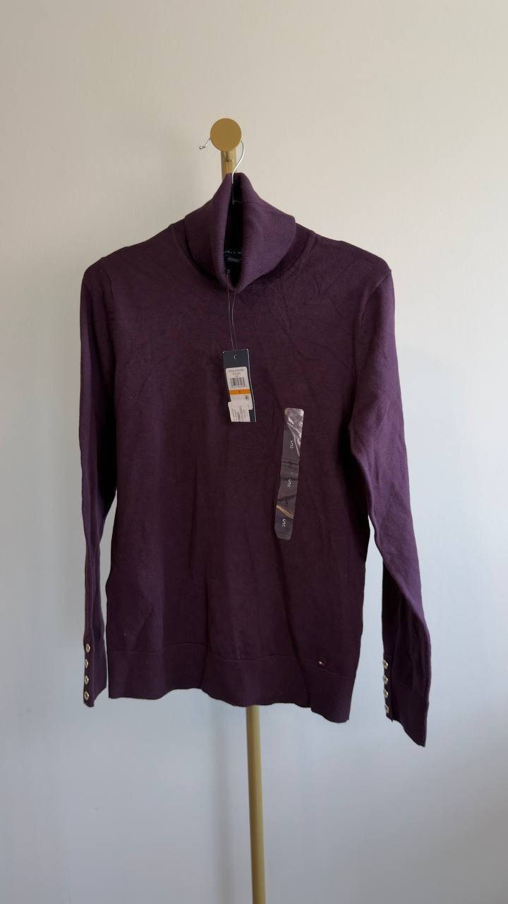 Tommy Hilfiger Women’s Cotton Turtleneck Long Sleeve Aubergine S NWT $69.50