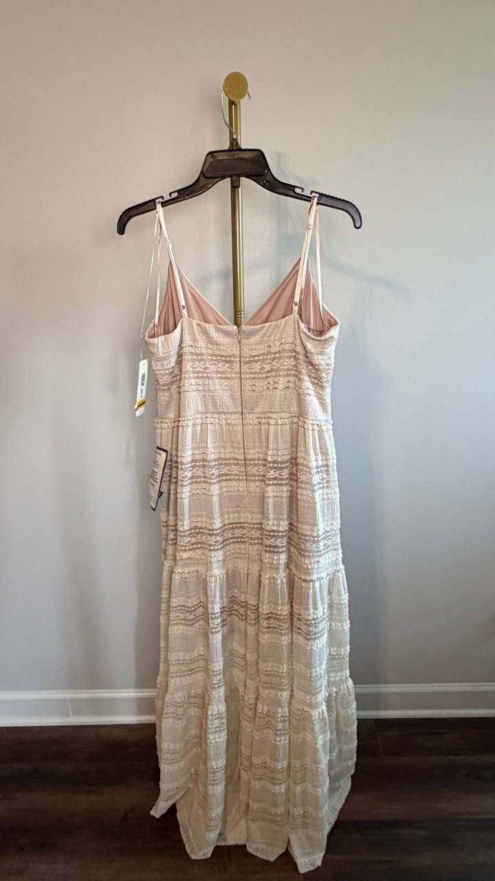 Eliza J Lace Tiered Maxi Dress Ivory 14 NWT $168