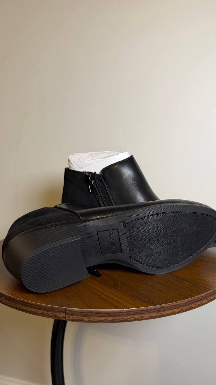 Style&Co Black Man‑Made Ankle Boots Size 7.5M NIB MSRP $69.90
