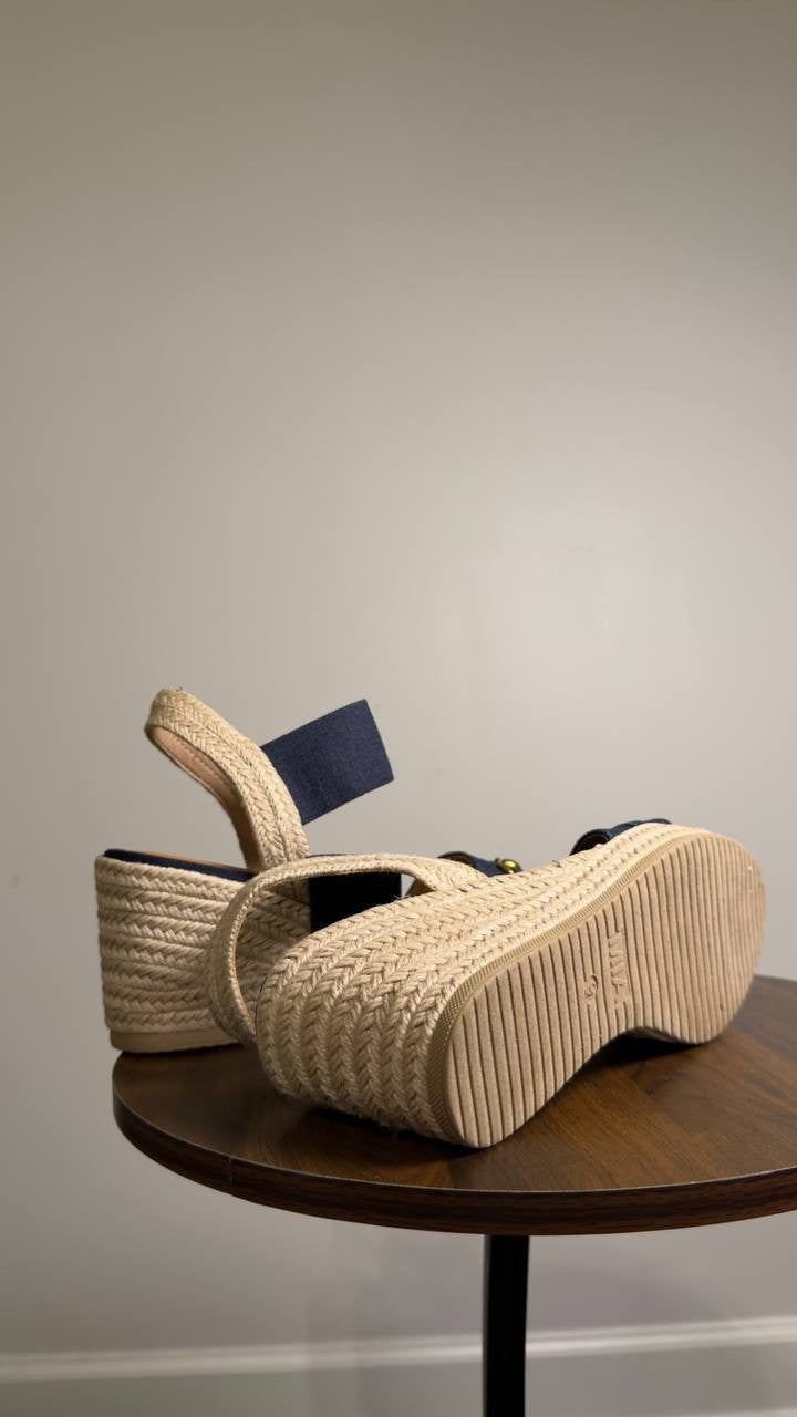 MIA   Shoes  Barossa  Wedge  Sandals  Navy  Denim  9M  New  $70