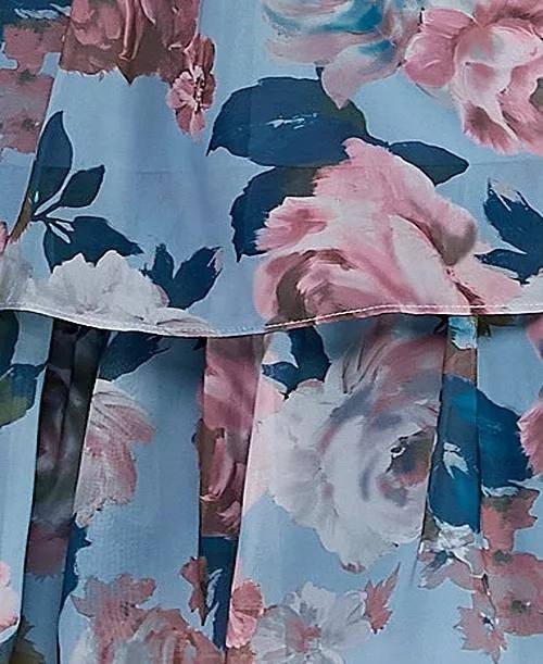 Seni & Cade Printed Mock-Neck Trapeze Dress Blue Multi S NWT $69