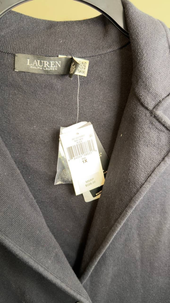 Lauren Ralph Lauren Combed Cotton Blazer Black 1X NWT $225